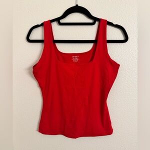 Pumiey Red Square Neck Tank Top